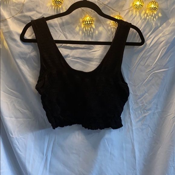 Better Be Tops - 3/$20 Black Ruffled Crop Tank Top